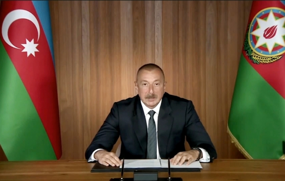 UN75-Gipfel und Generaldebatte der UN-Generalversammlung: Präsident Ilham Aliyev hält eine Rede im Videoformat VIDEO
