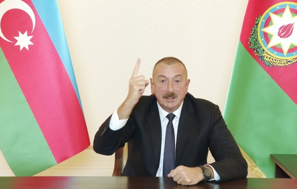 Prezident İlham Əliyev: Azərbaycanın ərazi bütövlüyü bərpa edilməlidir və biz haqq yolundayıq VİDEO