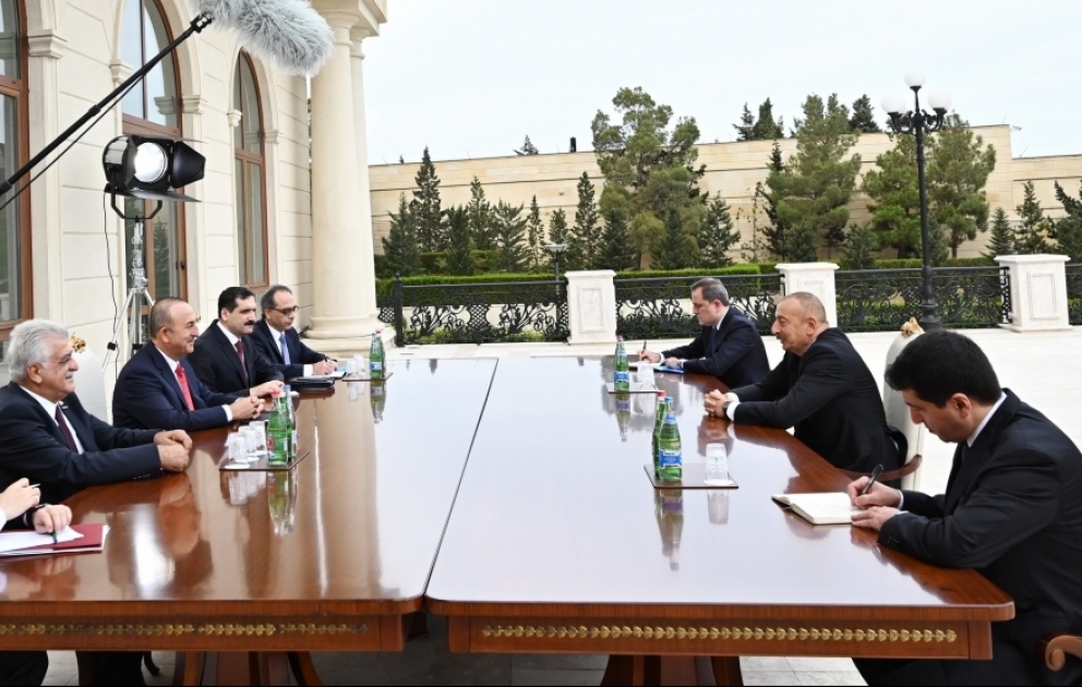President Ilham Aliyev received delegation led by Turkish Foreign Minister VIDEO