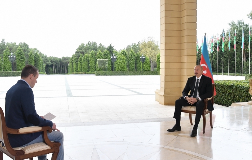 President Ilham Aliyev was interviewed by Russian “Perviy Kanal” TV VIDEO