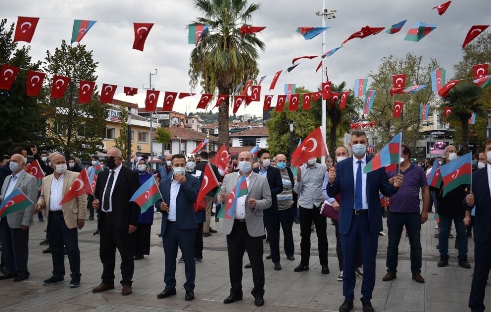 Türkiyədə Azərbaycana dəstək aksiyası keçirilib VİDEO
