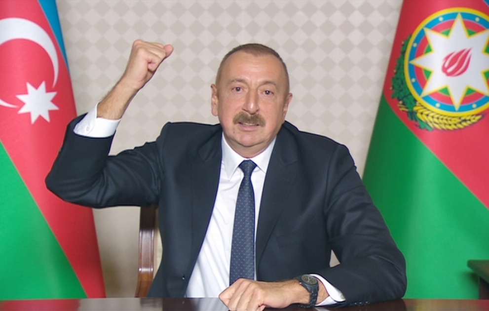 Prezident İlham Əliyev: Azərbaycan döyüş əməliyyatını beynəlxalq birlik tərəfindən tanınan öz ərazisində aparır VİDEO
