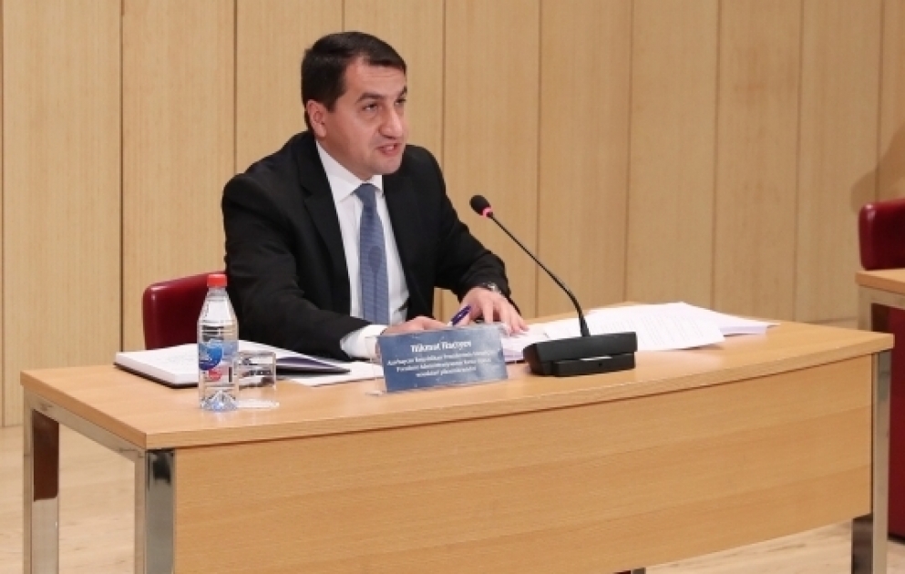 Hikmət Hacıyev: Ermənistanın həyata keçirdiyi etnik və mədəni təmizləmə müharibə cinayətləridir, insanlıq əleyhinə addımlardır VİDEO