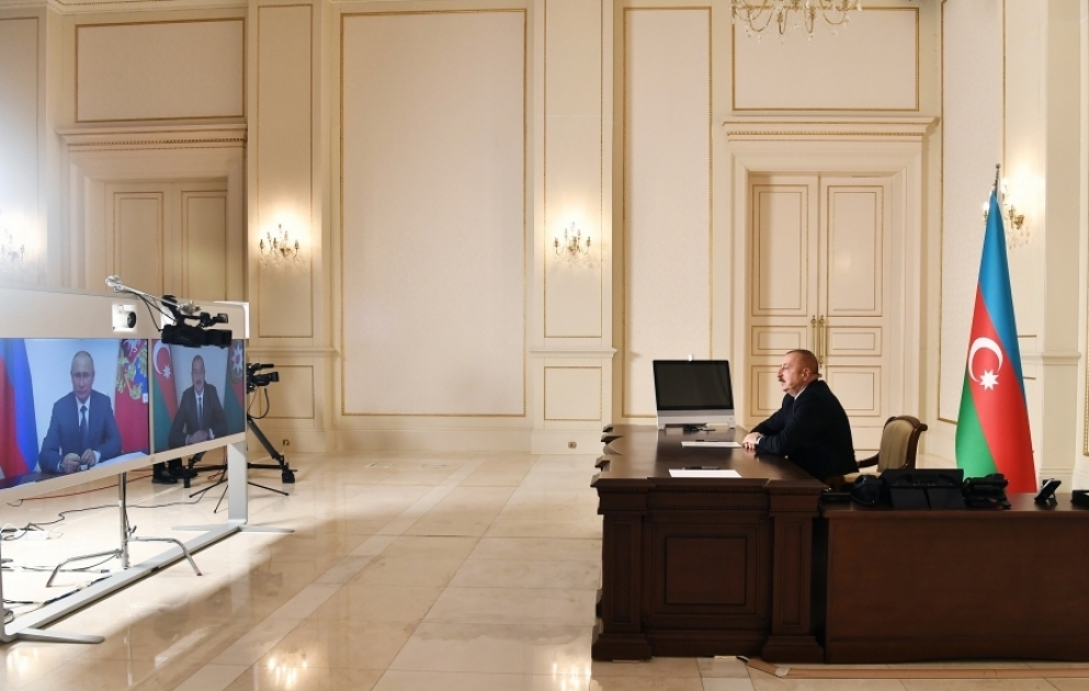 Azerbaijani President Ilham Aliyev, Russian President Vladimir Putin met in a videoconference format VIDEO