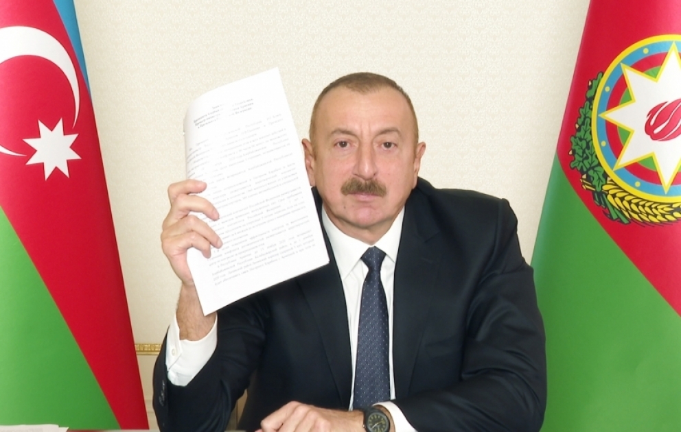 Президент Ильхам Алиев: В данном заявлении нет ни единого слова о статусе Нагорного Карабаха ВИДЕО