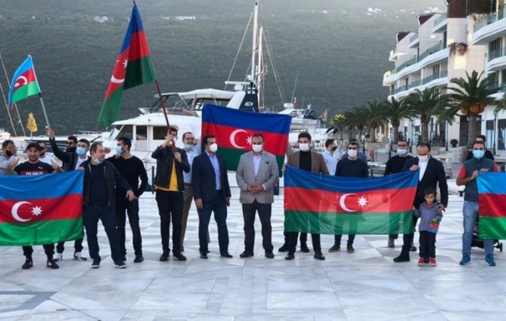Azərbaycanın tarixi Qələbəsi münasibətilə Monteneqroda yürüş təşkil olunub VİDEO