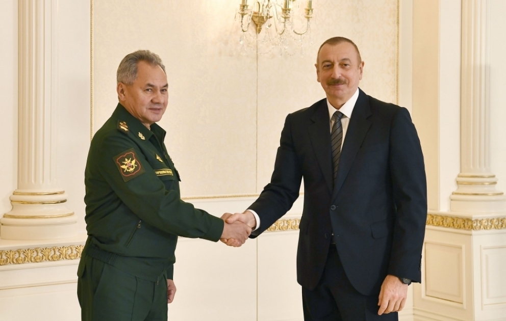 President Ilham Aliyev received delegation led by Russian defense minister VIDEO