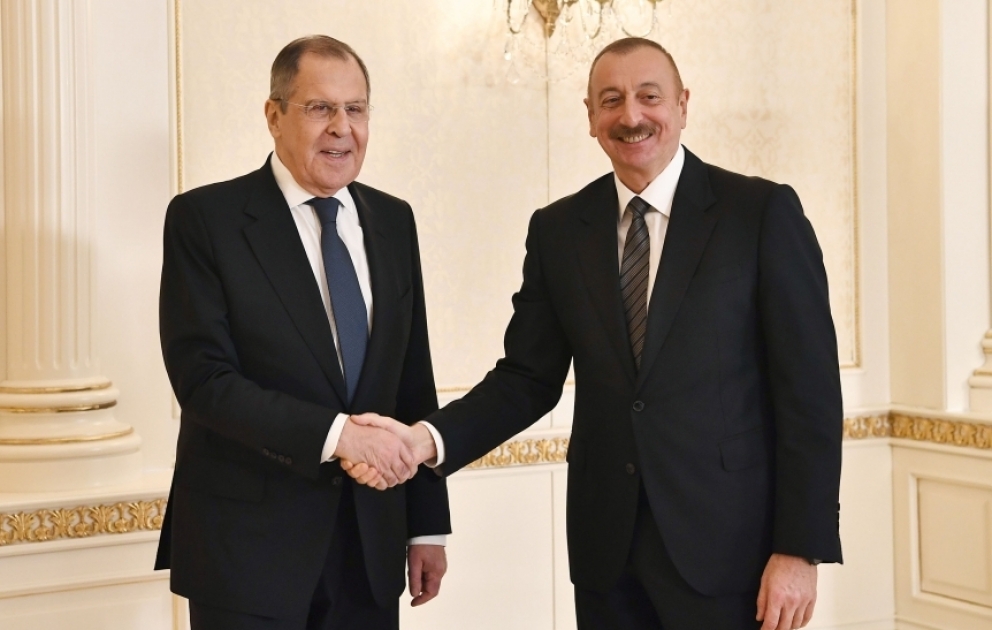 Prezident İlham Əliyev Rusiyanın xarici işlər naziri Sergey Lavrovu qəbul edib VİDEO