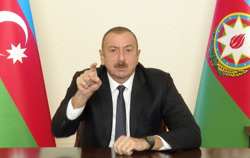 Prezident İlham Əliyev: Biz döyüş meydanında da, informasiya məkanında da, siyasi müstəvidə də qələbə qazandıq VİDEO