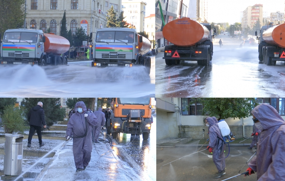 Baku: Zentrale Straßen werden bereits zum siebzehnten Mal desinfiziert VIDEO