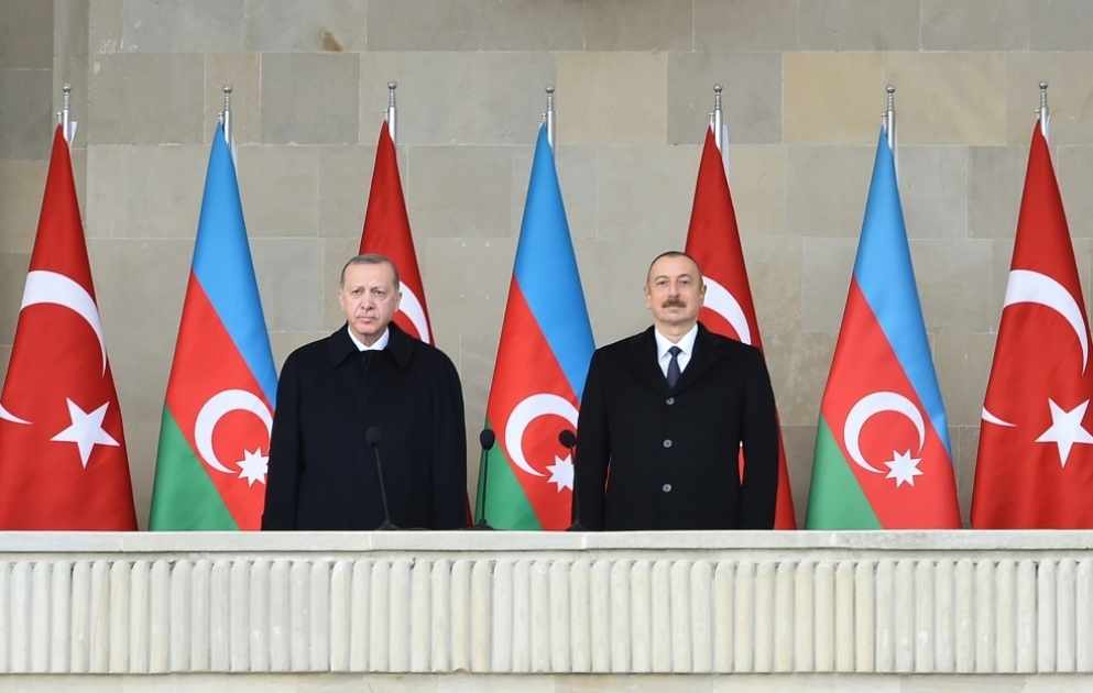 A Victory parade dedicated to Victory in the Patriotic war was held at Azadlig Square, Baku Azerbaijani President Ilham Aliyev and Turkish President Recep Tayyip Erdogan attended the parade VIDEO