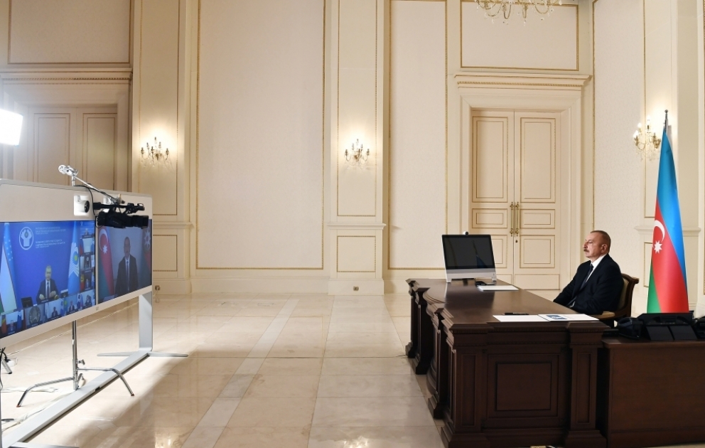President Ilham Aliyev attended CIS Heads of State Council's session in video conference format VIDEO