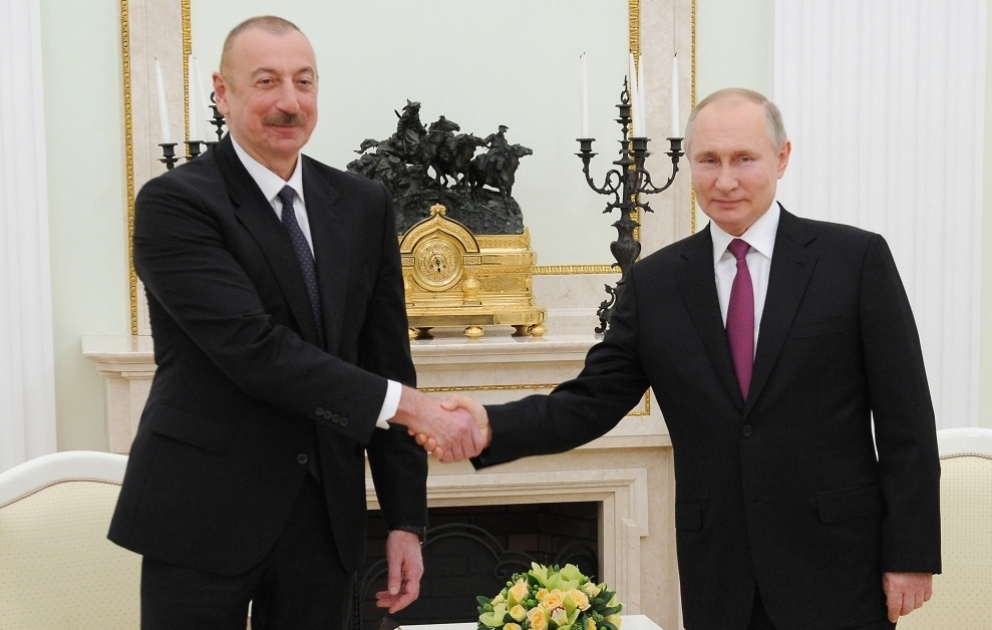 Präsident Ilham Aliyev und Präsident Wladimir Putin treffen sich in Moskau VIDEO