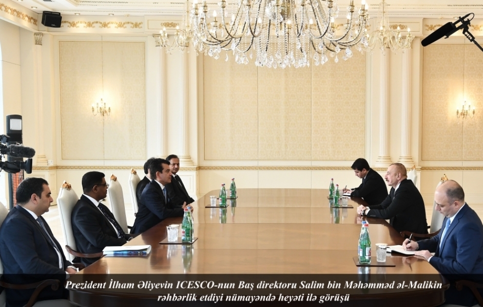Le président Ilham Aliyev reçoit la délégation menée par le Directeur général de l’ICESCO VIDEO