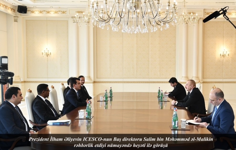 Prezident İlham Əliyev ICESCO-nun Baş direktorunun rəhbərlik etdiyi nümayəndə heyətini qəbul edib YENİLƏNİB VİDEO