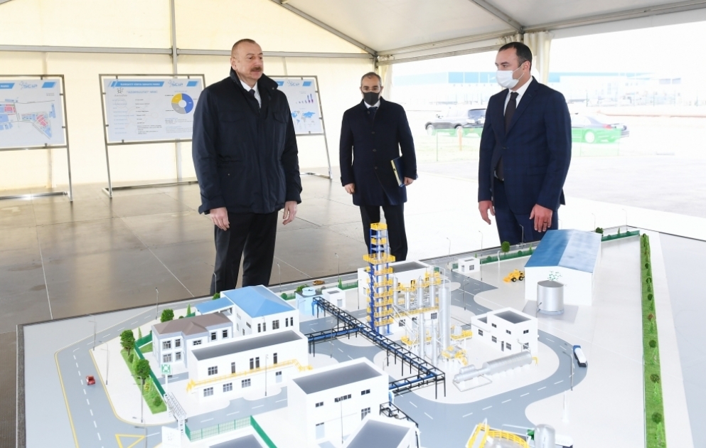President Ilham Aliyev attended groundbreaking ceremony for two plants in Sumgayit Chemical Industry Park and inaugurated sheet glass factory VIDEO