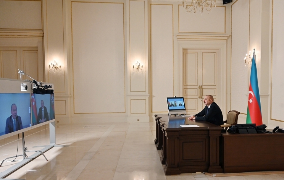 President Ilham Aliyev received in a video format president of US-based Foundation for Ethnic Understanding Marc Schneier VIDEO