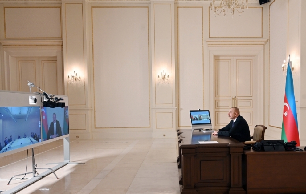 President Ilham Aliyev received in a video format delegation led by chairman of Italian Maire Tecnimont Group VIDEO