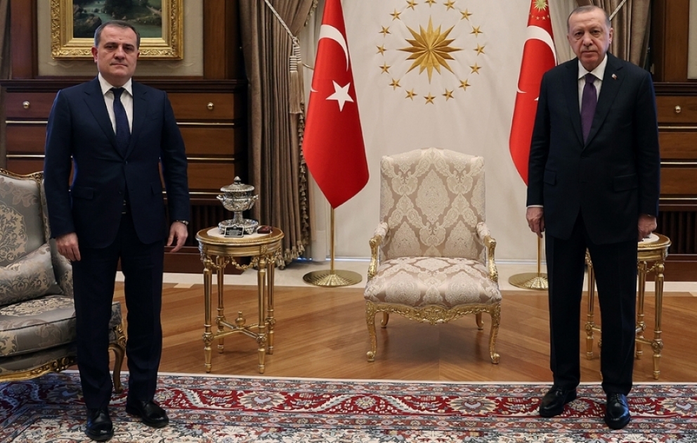 Türkiyə Prezidenti Azərbaycanın xarici işlər nazirini qəbul edib VİDEO
