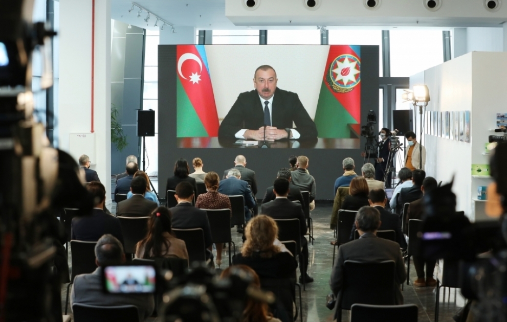 President Ilham Aliyev gives press conference for local and foreign media representatives VIDEO