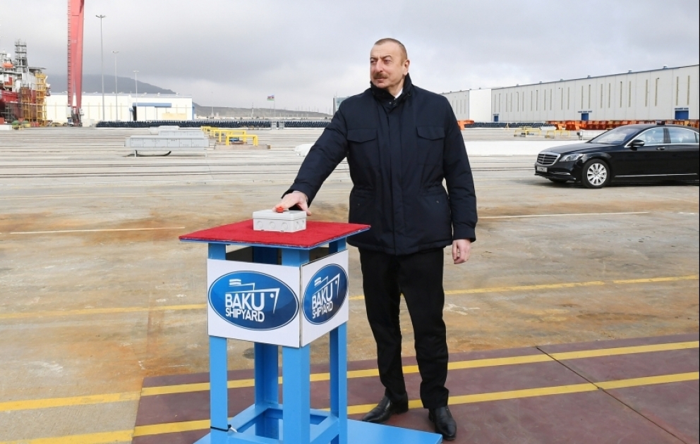 President Ilham Aliyev and first lady Mehriban Aliyeva attended sail away of “Academician Zarifa Aliyeva” and launch of “Azerbaijan” Ro-Pax type vessels VIDEO