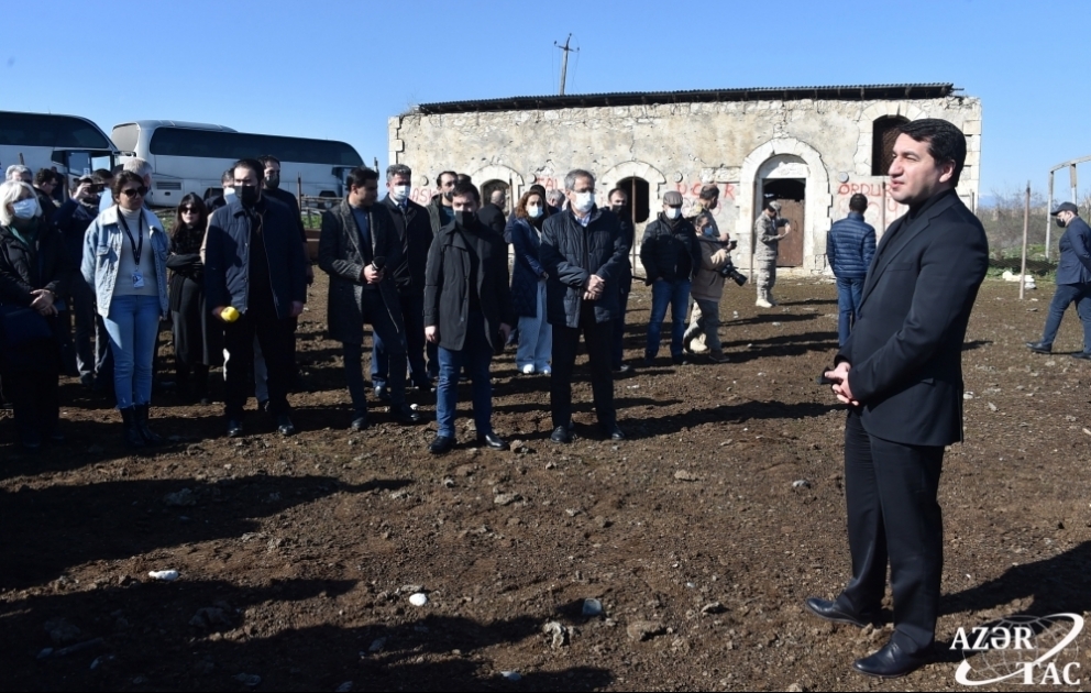 Representatives of diplomatic corps and military attaches visit liberated Merdinli village, Fuzuli district VIDEO