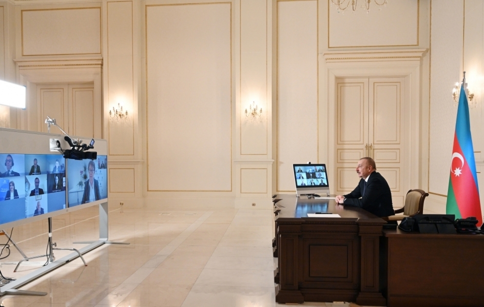 President Ilham Aliyev received in a video format new president of European Bank for Reconstruction and Development VIDEO