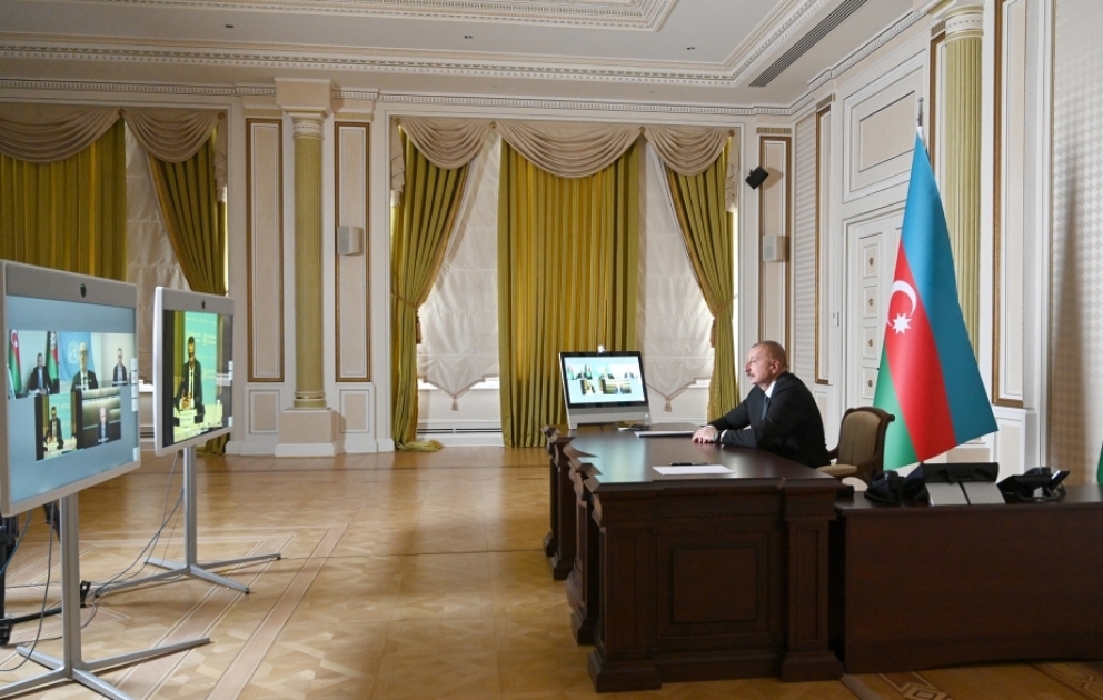 Präsident Ilham Aliyev trifft sich per Videokonferenz mit WHO- Chef VIDEO