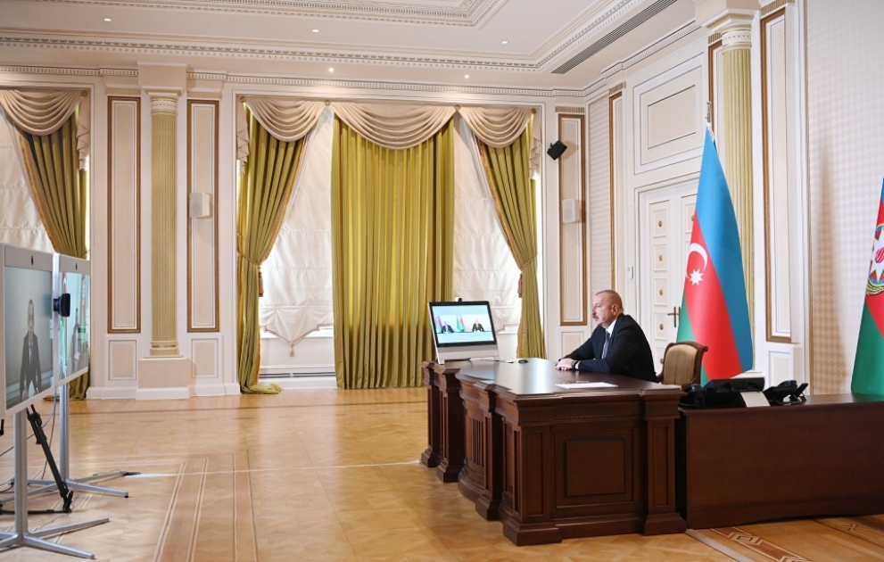 President Ilham Aliyev received in a video format Zaur Mikayilov on his appointment as Chairman of Azerbaijan Melioration and Water Management Open Joint Stock Company VIDEO