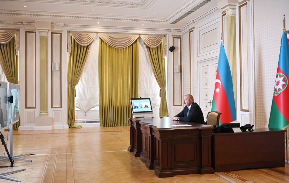 Präsident Ilham Aliyev empfängt Zaur Mikayilov im Videoformat im Zusammenhang mit seiner Ernennung zum Vorsitzenden der Offenen AG für Melioration und Wasserwirtschaft in Aserbaidschan VIDEO
