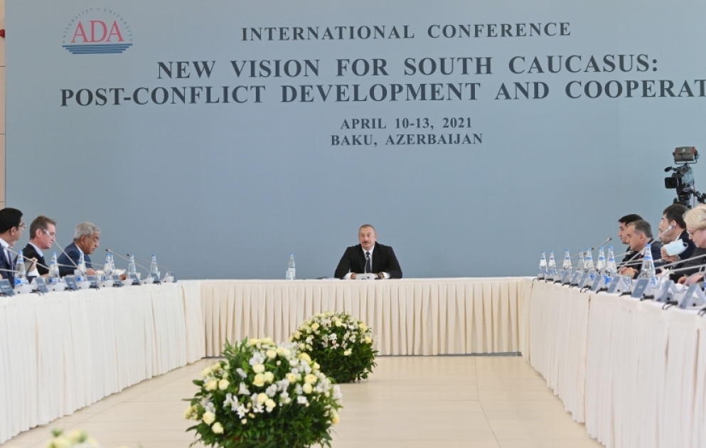 President Ilham Aliyev attended “New Vision for South Caucasus: Post-Conflict Development and Cooperation” international conference held at ADA University VIDEO