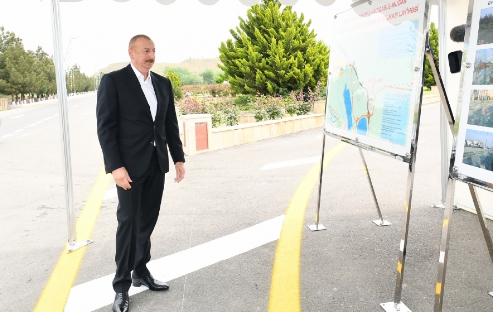 La route Hadjigaboul-Mughan rouverte à la circulation  Le président Ilham Aliyev participe à la cérémonie VIDEO
