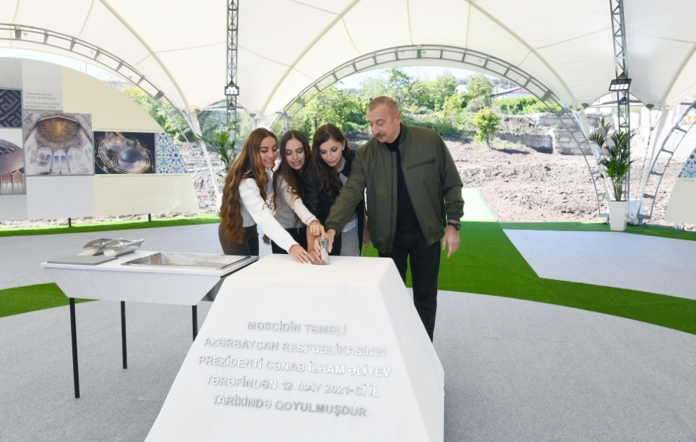 President Ilham Aliyev laid foundation stone for new mosque in Shusha VIDEO