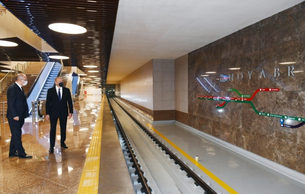 La station « 8 Novembre » du métro de Bakou a ouvert ses portes  Le président Ilham Aliyev a visité la station de métro VIDEO