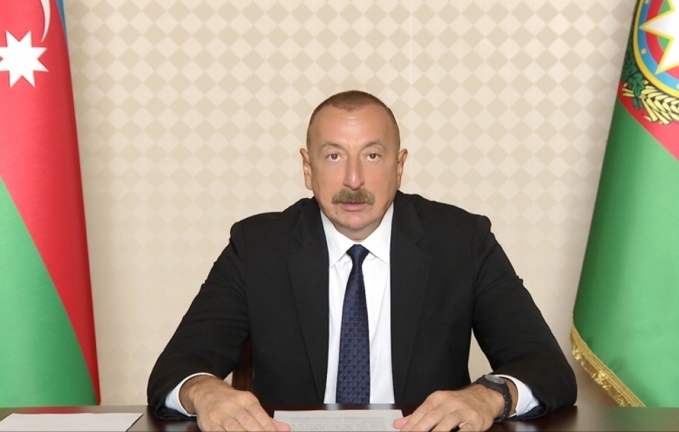 Präsident Ilham Aliyev spricht per Videokonferenz auf der 74. Sitzung der Weltgesundheitsversammlung VIDEO