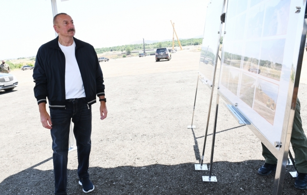 President Ilham Aliyev viewed construction of Ahmadbayli-Fuzuli-Shusha highway and Victory road VIDEO
