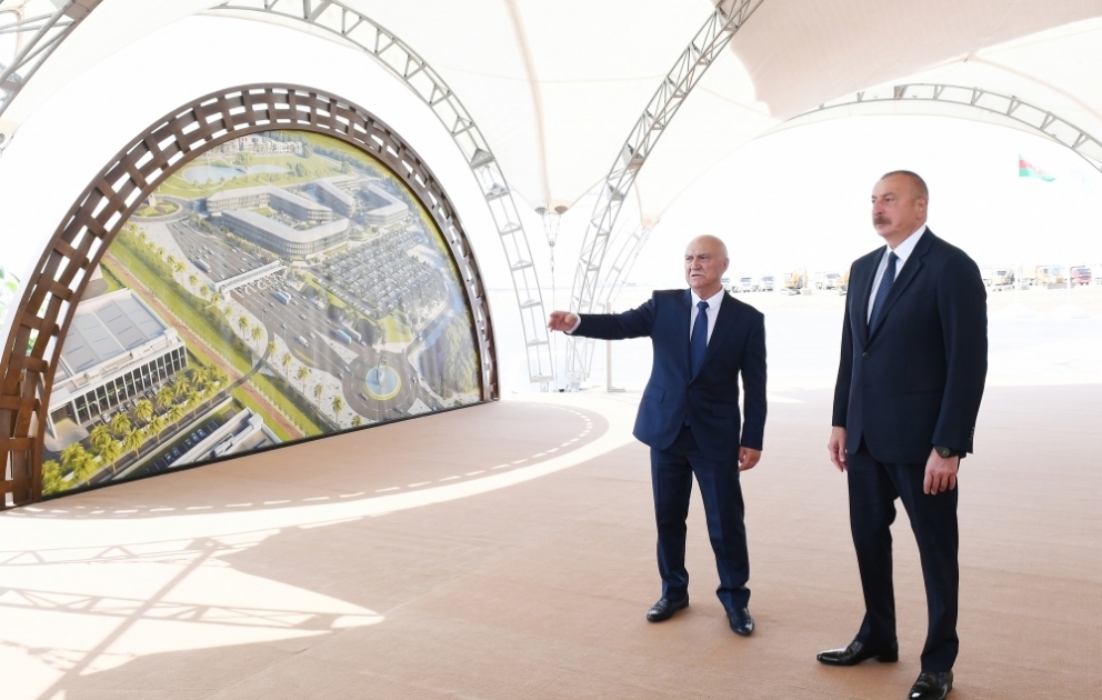 Präsident Ilham Aliyev legt den Grundstein für die Freie Wirtschaftszone Alat VIDEO