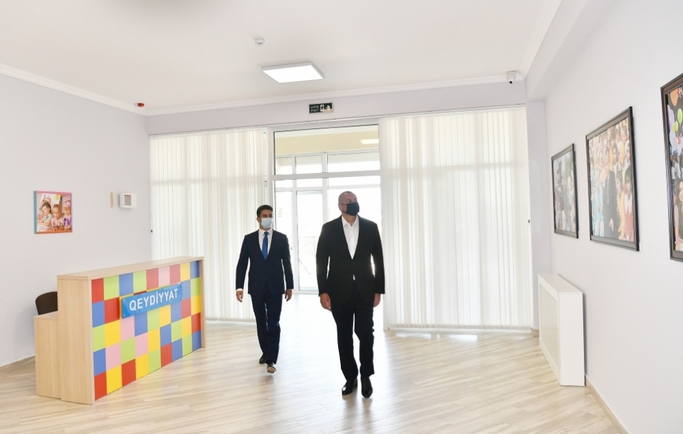 President Ilham Aliyev inaugurated 200-seat orphanage-kindergarten in Naftalan city VIDEO