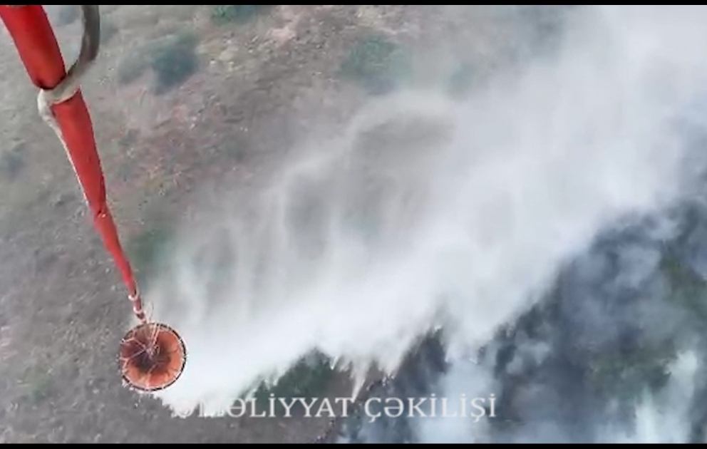 Xocavənd rayonunda düşmən tərəfindən minalanmış ərazidə baş verən yanğın söndürülüb VİDEO
