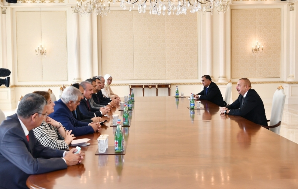 President Ilham Aliyev received delegation led by Speaker of Grand National Assembly of Turkey VIDEO