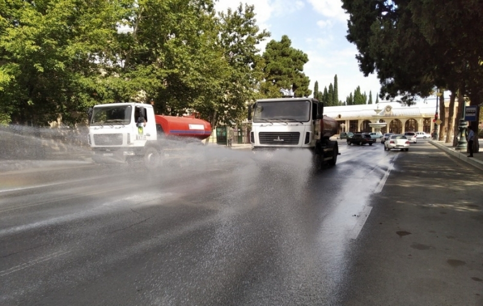 Gəncədə ümumşəhər iməcliyi keçirilib, küçə və prospektlərdə dezinfeksiya işləri aparılıb VİDEO