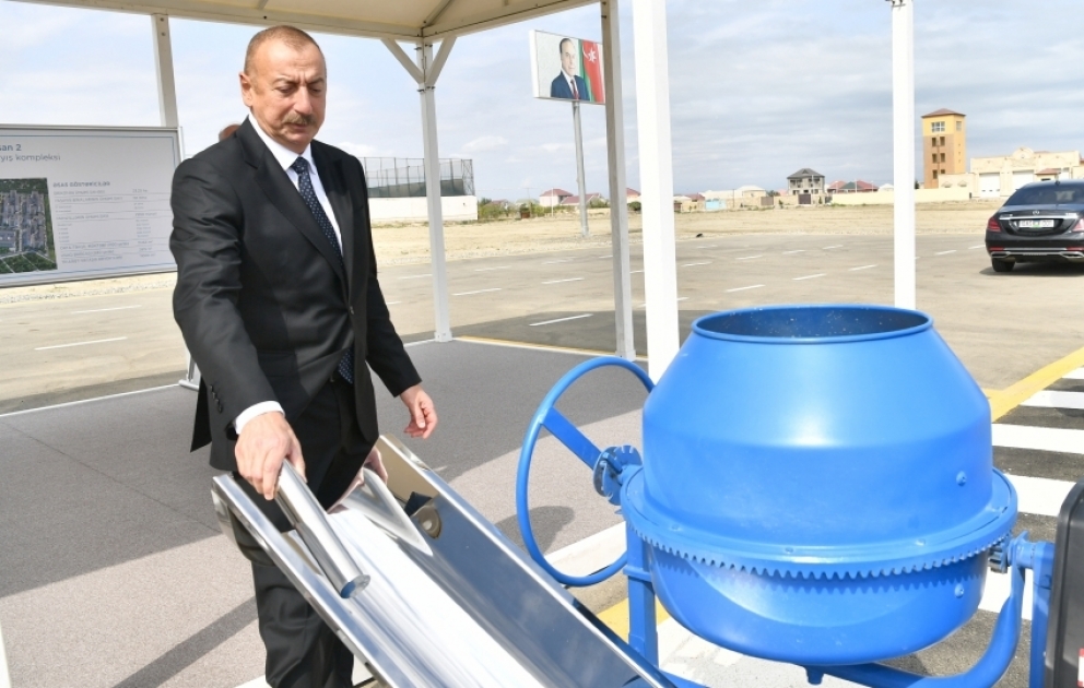 President Ilham Aliyev laid foundation stone for another residential complex in Sumgayit as part of preferential housing project VIDEO