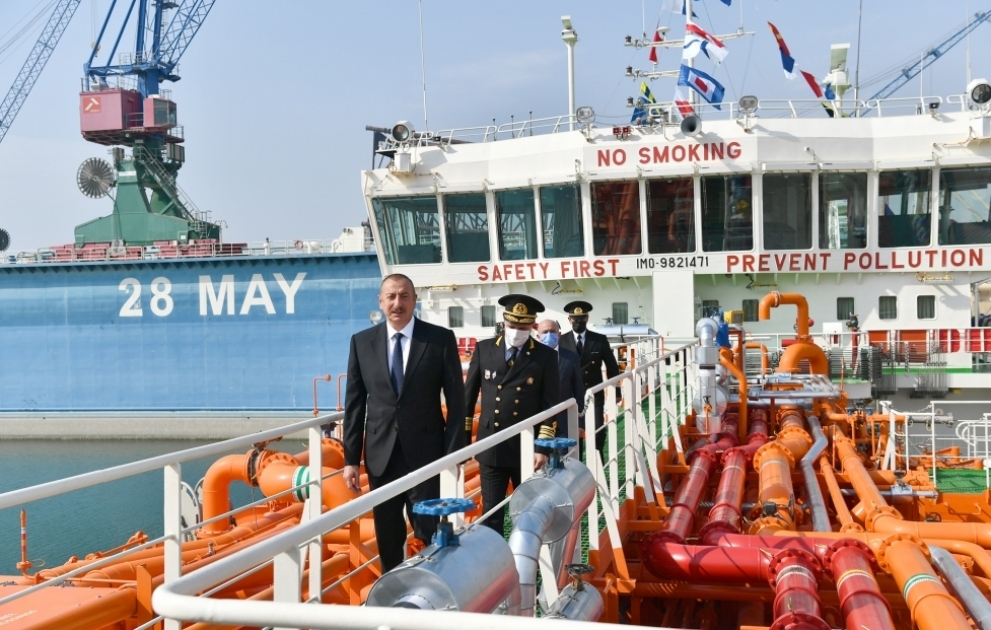 President Ilham Aliyev attended ceremony to launch “Kalbajar” oil tanker VIDEO