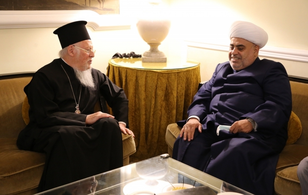 Qafqaz Müsəlmanları İdarəsinin sədri Bolonyada Konstantinopol Patriarxı I Varfolomeylə görüşüb VİDEO