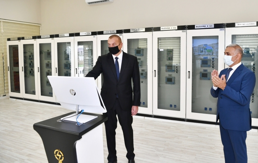 Präsident Ilham Aliyev weiht neugebautes Umspannwerk “Buzovna-1” ein VIDEO