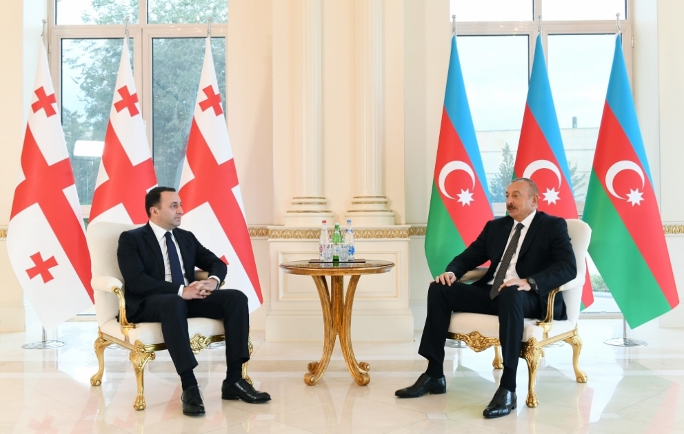 Präsident Ilham Aliyev empfängt Premierminister Georgiens VIDEO