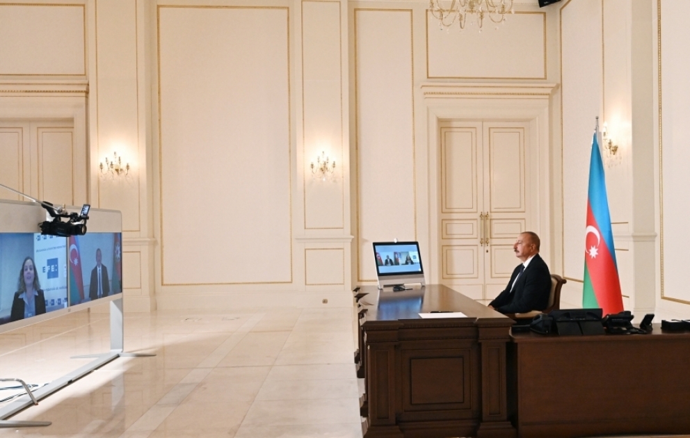 Prezident İlham Əliyevin İspaniyanın EFE informasiya agentliyinə müsahibəsi VİDEO
