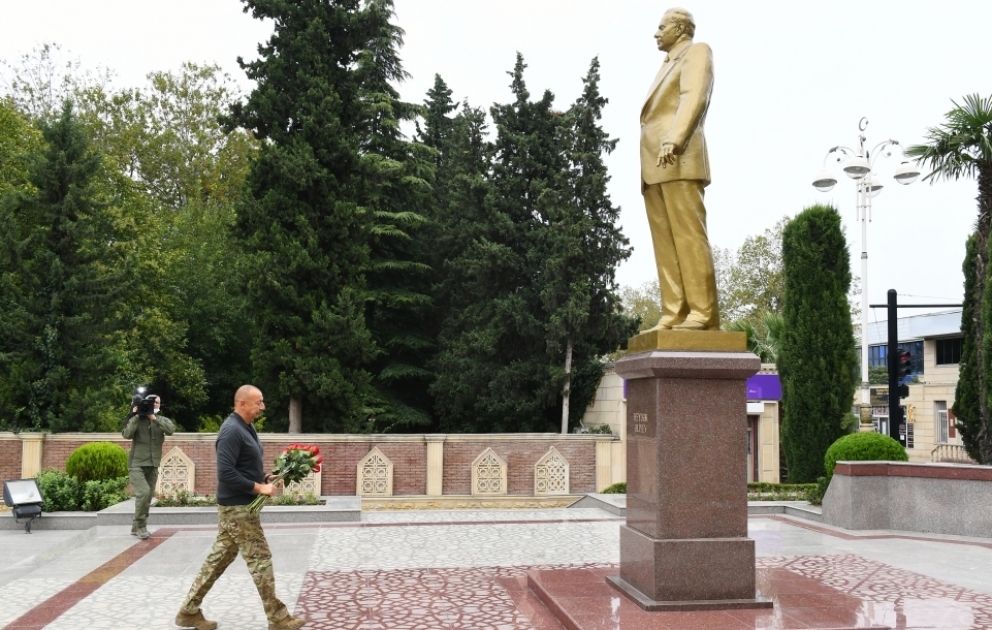Президент Ильхам Алиев прибыл в Тертерский район ВИДЕО