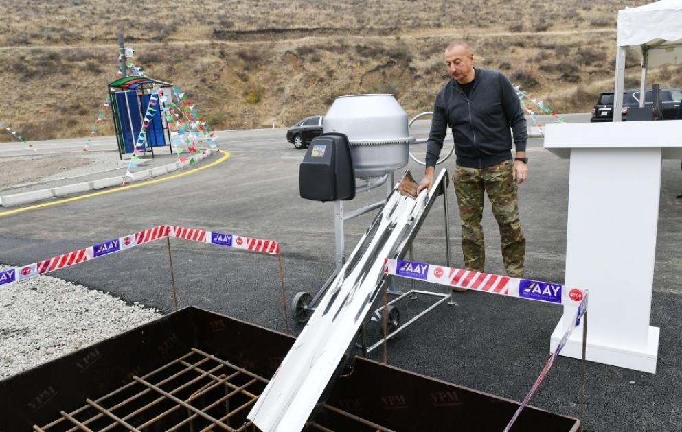 President Ilham Aliyev laid foundation stone for Talish-Tapgaragoyunlu-Gashalti-Naftalan highway VIDEO
