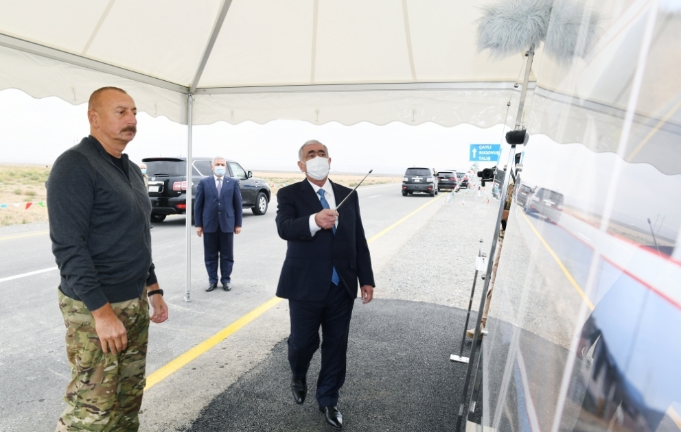 Terter: Präsident Ilham Aliyev weiht Automobilstraßen ein, die in die Dörfer Sugovuschan und Talysch führen VIDEO